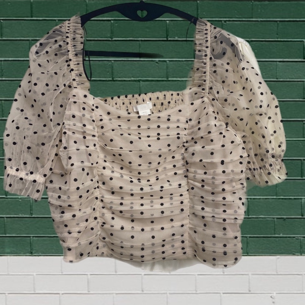 Polka dot poofy sleeve top H&M